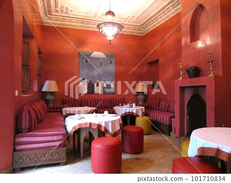 A view of a riad, a mansion-style hotel in Marrakech A view of a riad, a mansion-style hotel in Marrakech 101710834