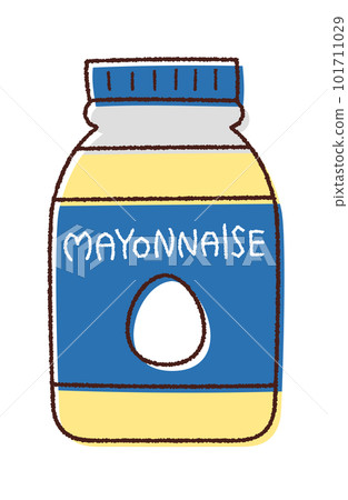 Vector line drawing illustration of mayonnaise in a jar 101711029