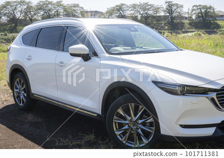 藍天白SUV車 藍天白SUV車 101711381