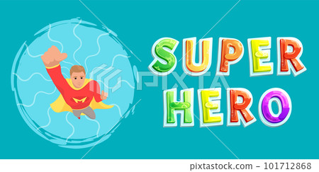 Strong super man smiles and flies to save world. Brave character in superhero costume with red cloak Strong super man smiles and flies to save world. Brave character in superhero costume with red cloak 101712868
