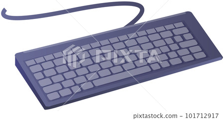 Dark mobile modern keyboard template with buttons and wire for connecting to computer isolated 101712917
