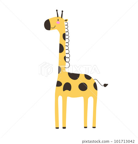 Giraffe vector cartoon illustration. Cute giraffe isolated on white background. Great for icon, symbol, card, children s book EPS 101713042