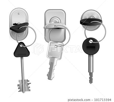 Realistic Keys Keyholes Icon Set Realistic Keys Keyholes Icon Set 101713394