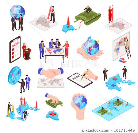 Isometric Geopolitics Icon Set 101713449