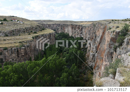Aerial view of beautiful rocks near the forest in Aksaray, Central Anatolia, Turkey Aerial view of beautiful rocks near the forest in Aksaray, Central Anatolia, Turkey 101713517
