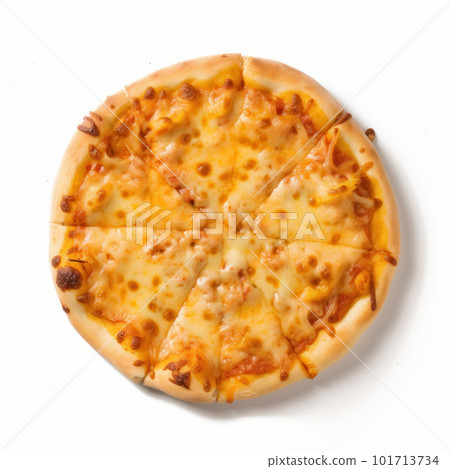 Delicious vegetarian pizza with a crispy crust and fresh vegetable toppings like bell peppers, onions, and tomatoes. A perfect choice for those who love healthy and delicious food. AI Generative. 101713734