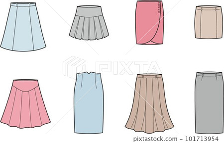 Womens classic skirt. Set. Fashion CAD. Womens classic skirt. Set. Fashion CAD. 101713954