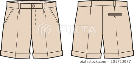 Suit shorts. Front and back. Fashion CAD. Suit shorts. Front and back. Fashion CAD. 101713977