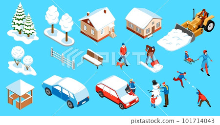 Winter City Isometric Set 101714043