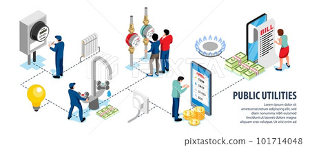 Public Utilities Isometric Infographics 101714048