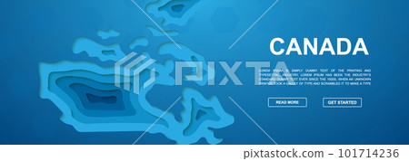 Canada paper cut symbol for promotion banner. Horizontal paper cut illustration. Canada map template illustration concept. Website design 101714236