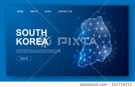 South Korea 3d polygonal website template. Republic of Korea design illustration concept. Low poly Country map symbol South Korea 3d polygonal website template. Republic of Korea design illustration concept. Low poly Country map symbol 101714251