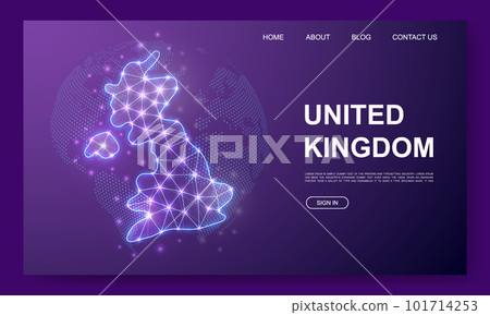 United Kingdom 3d low poly website template. Great Britain design illustration concept. Polygonal Country map symbol for website design United Kingdom 3d low poly website template. Great Britain design illustration concept. Polygonal Country map symbol for website design 101714253