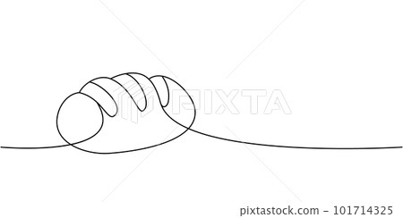 Wheat bread one line continuous drawing. Bakery pastry products continuous one line illustration. Vector minimalist linear illustration. 101714325
