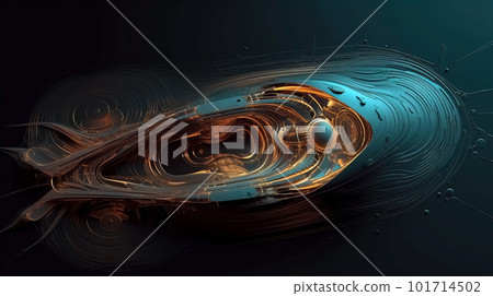 Metal abstract object structure from waves, particles fluids and spheres 101714502