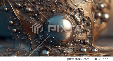 Metal abstract object structure from waves, particles fluids and spheres Metal abstract object structure from waves, particles fluids and spheres 101714538