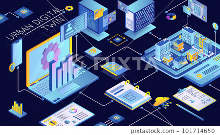 Isometric Digital Twin Background 101714650