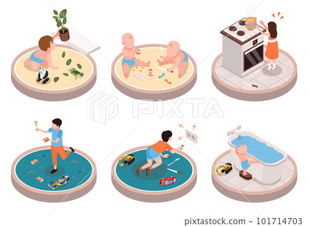 Children In Dangerous Situations Isometric Compositions 101714703