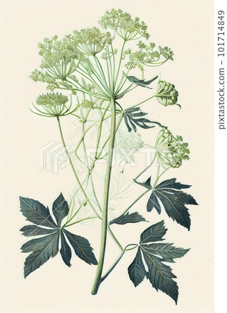 Angelica Botanical Illustration, Archangelica Medicinal Plant, Abstract Generative AI Illustration Angelica Botanical Illustration, Archangelica Medicinal Plant, Abstract Generative AI Illustration 101714849