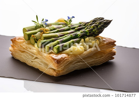 Asparagus Puff Pastry, Baked Vegetable Pastries, Baking Asparagus Meal, Abstract Generative AI Illustration 101714877