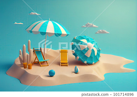 Beach Vacation, Blue Sea, White Sand, Relax Tropical Background, 3d Imitation, Abstract AI Generative Illustration Beach Vacation, Blue Sea, White Sand, Relax Tropical Background, 3d Imitation, Abstract AI Generative Illustration 101714896