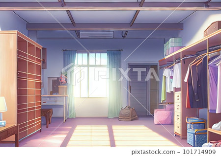 Wardrobe Interior, Home Closet, Modern Cloakroom, Drawing Imitation, Abstract Generative AI Illustration 101714909