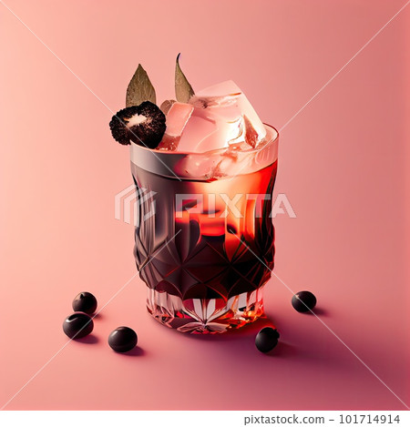 Black Russian Alcohol Cocktail on Pink Background, Coffee Coctail, Abstract Generative AI Illustration Black Russian Alcohol Cocktail on Pink Background, Coffee Coctail, Abstract Generative AI Illustration 101714914