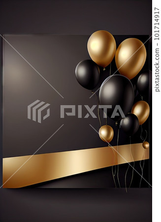 Black Gold Balloon Mockup, Black Friday Banner, Balloons Texture Background Abstract Generative AI Illustration Black Gold Balloon Mockup, Black Friday Banner, Balloons Texture Background Abstract Generative AI Illustration 101714917