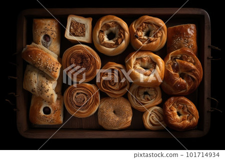 Turkish Burek, Traditional Borek, Homemade Boureki Feta Bun, Abstract Generative AI Illustration 101714934