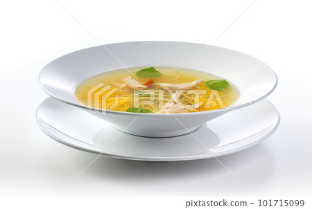 Chicken Soup, White Bouillon with Vegetables, Homemade Meat Broth, Abstract Generative Ai Illustration Chicken Soup, White Bouillon with Vegetables, Homemade Meat Broth, Abstract Generative Ai Illustration 101715099