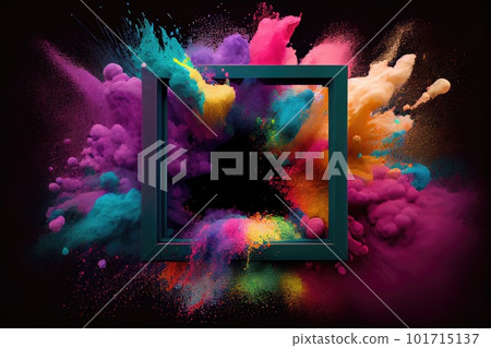 Color Powder Burst Frame, Colored Splash, Colorful Explosion and Frame, Abstract Generative AI Illustration Color Powder Burst Frame, Colored Splash, Colorful Explosion and Frame, Abstract Generative AI Illustration 101715137
