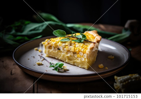 Corn Pie, Traditional Chilean Food, Sweetcorn Cake, Corn Pie, Abstract Generative Ai Illustration 101715153