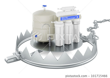 Reverse osmosis system inside bear trap, 3D rendering 101715466