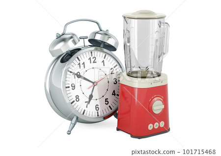 Electric blender with alarm clock, 3D rendering Electric blender with alarm clock, 3D rendering 101715468