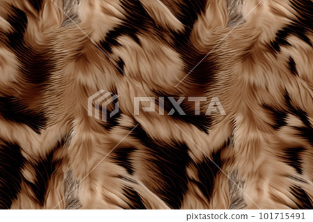 Brown Fur Texture Background, Wild Animal Hair Pattern, Fluffy Wool Mockup, Abstract Generative AI Illustration 101715491