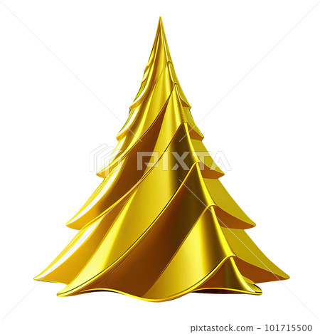 Golden Christmas Tree, Gold New Year Fir, Golden Xmas Decoration, Abstract Generative AI Illustration 101715500