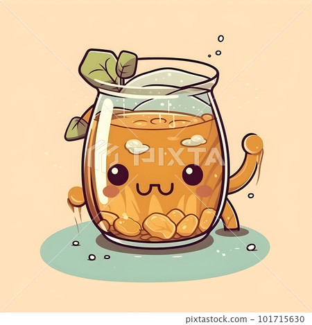 Kawaii chibi style funny ice tea drinks characters 101715630