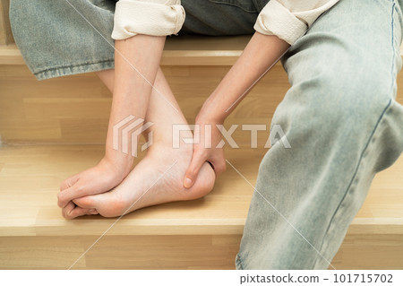 Asian lady woman patient fall down the stairs because slippery surfaces Asian lady woman patient fall down the stairs because slippery surfaces 101715702
