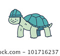 Illustration of a smiling turtle wearing a helmet 101716237