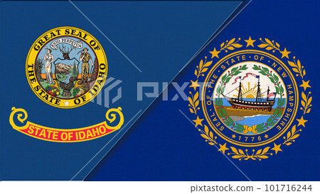Flags of Idaho and New Hampshire. Concept of relations Flags of Idaho and New Hampshire. Concept of relations 101716244