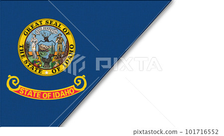 Flags of Idaho and copy space on fabric surface. White background and Idaho flag Flags of Idaho and copy space on fabric surface. White background and Idaho flag 101716552