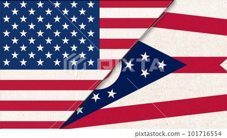 Flags of USA and Ohio. Political concept. Flags of Ohio United states of America Flags of USA and Ohio. Political concept. Flags of Ohio United states of America 101716554