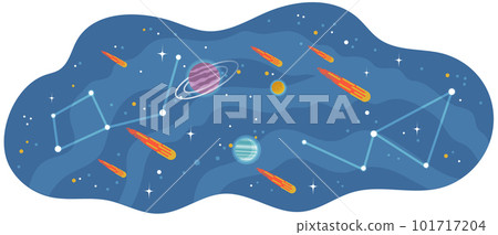 Solar system of planets with large and small celestial bodies flying in space cartoon cosmic scene Solar system of planets with large and small celestial bodies flying in space cartoon cosmic scene 101717204