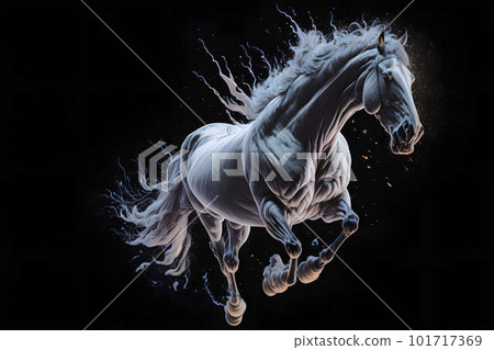 Colorful horse on dark background. Generative AI. Colorful horse on dark background. Generative AI. 101717369