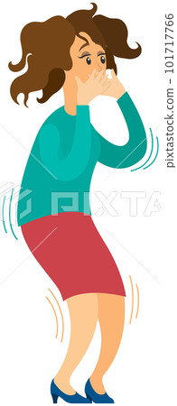 Scared young woman is covering her mouth to not scream. Lady is trembling because of fear 101717766