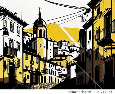 Lisbon Travel Illustration, Portugal Tourism Concept, Western Europe Drawing Imitation, AI Generative Content Lisbon Travel Illustration, Portugal Tourism Concept, Western Europe Drawing Imitation, AI Generative Content 101717961