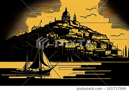 Marseille Travel Illustration, France Tourism Concept, Western Europe Drawing Imitation, AI Generative Content 101717999
