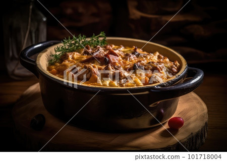 Meat Casserole, Traditional Lamb Ragout, Beef Stew, Pork Goulash, Abstract Generative AI Illustration Meat Casserole, Traditional Lamb Ragout, Beef Stew, Pork Goulash, Abstract Generative AI Illustration 101718004