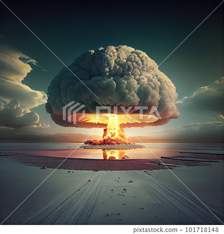 Nuclear Bomb Explosion, Nuclear Mushroom, Atomic Cloud, Abstract Generative AI Illustration 101718148