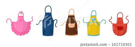 Kitchen Aprons as Cooking Garment with Pocket Vector Set 101718301